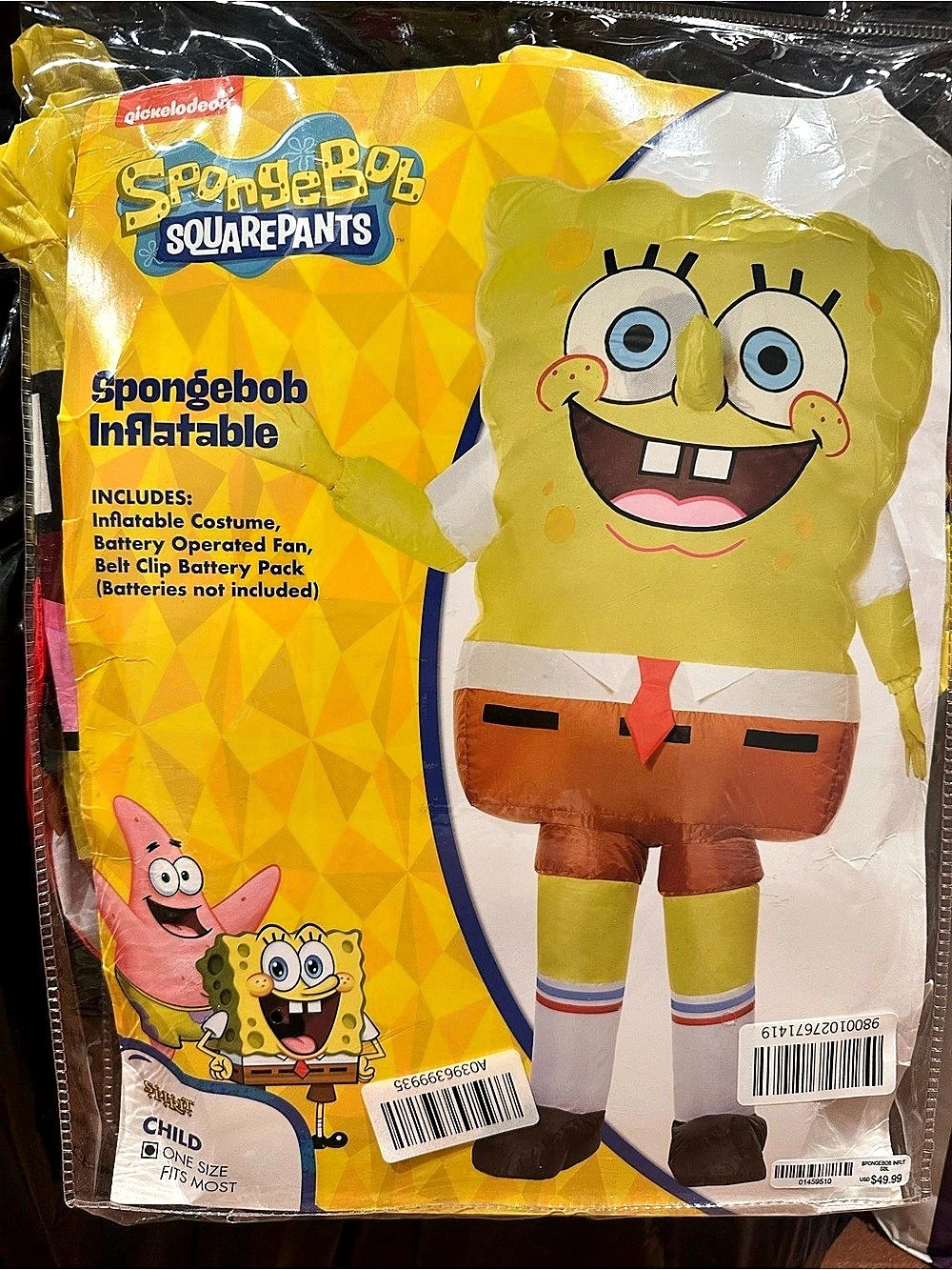 SpongeBob SquarePants SpongeBob Inflatable Costume Child Inflatable Costume NWT